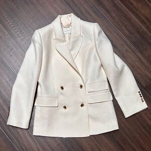 Zimmermann Cream Double-Breasted Blazer